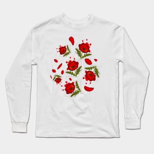 Poppy flowers potpourri in bright red Long Sleeve T-Shirt